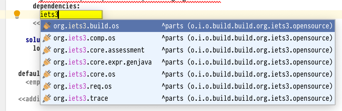 “iets3” typed into the plugin dependencies menu